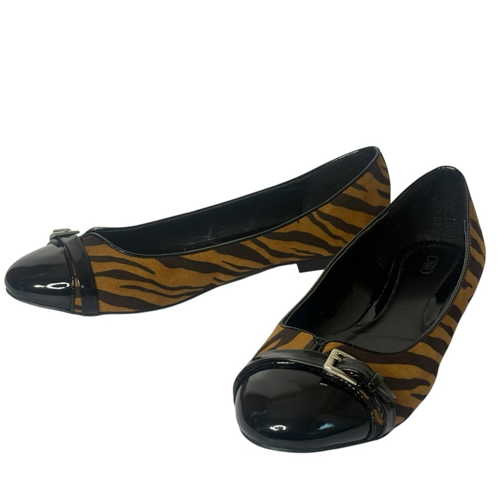 Cato Animal Print Brown/Black Flats‎ Cap Toe Womens 11M Slip On Shoes